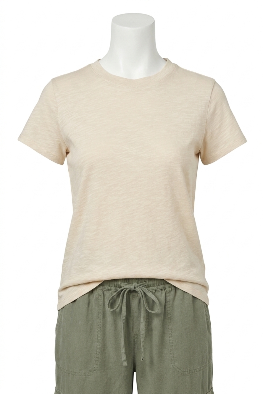 NEW BE COOL leona classic cut acid wash cotton tee in stone